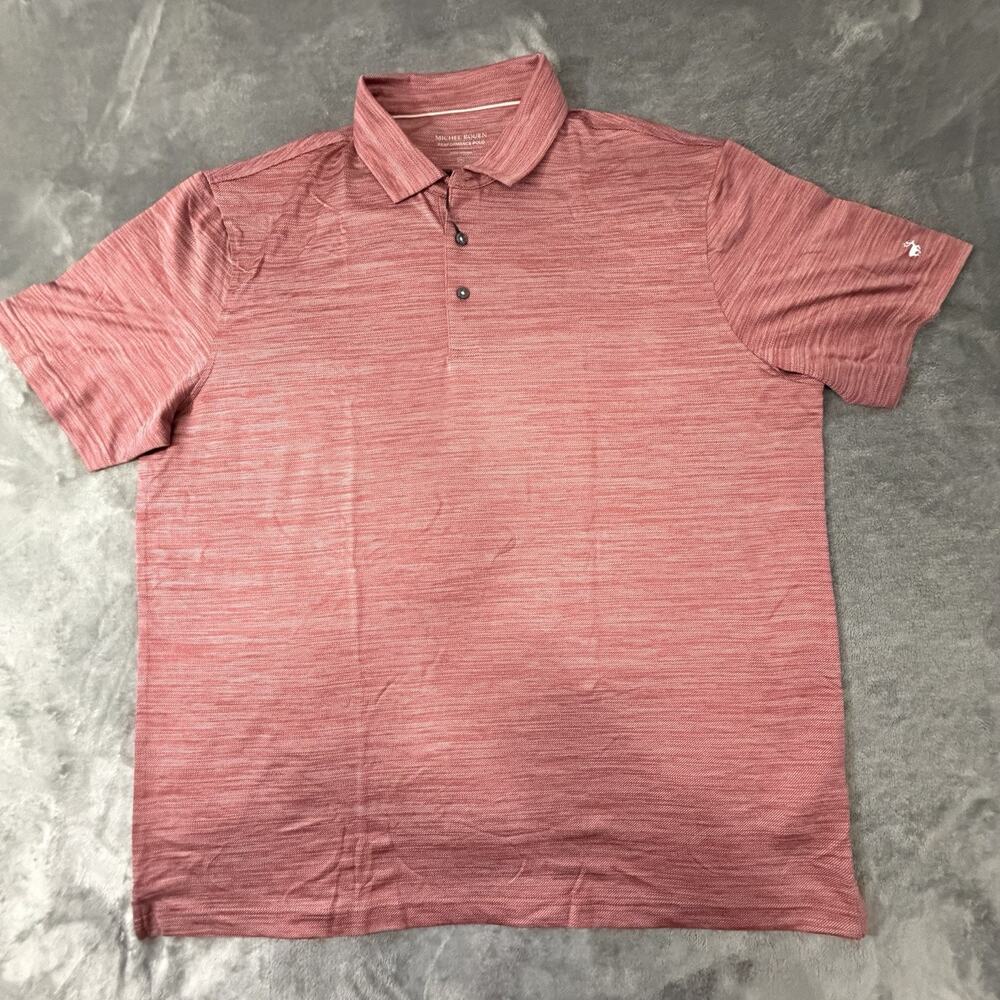 Michel Rouen Performance Polo Red Heather 2XL Wicking Sun Smart 4 Way Stretch